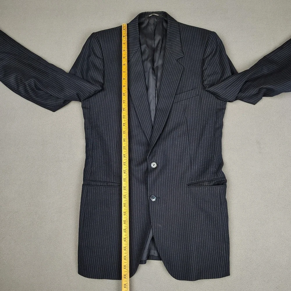 Yves Saint Laurent Blazer Men 36 Navy Pinstripe 2 Button Vented Classic Coat